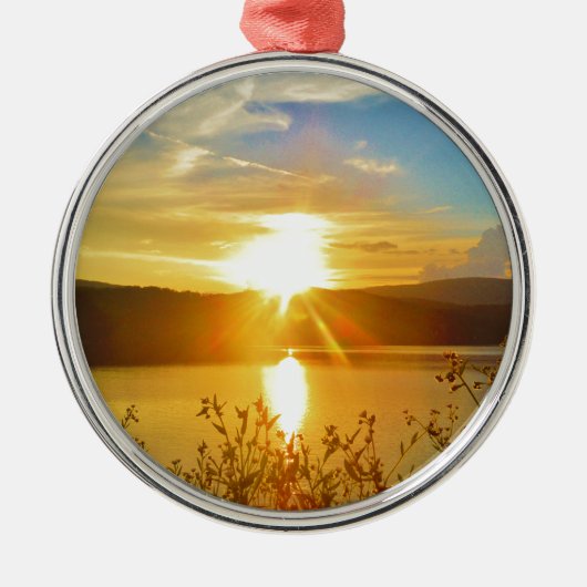 Sunset on berg Lake Arrowiad Metalen Ornament (Voorkant)