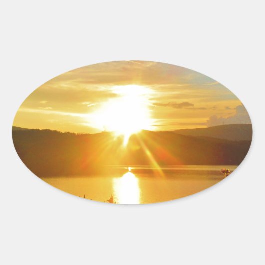 Sunset on berg Lake Arrowiad Ovale Sticker (Voorkant)