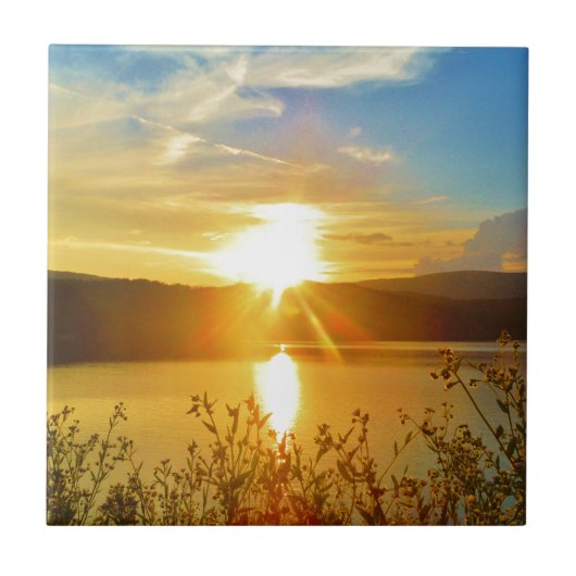 Sunset on berg Lake Arrowiad Tegeltje (Voorkant)