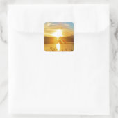 Sunset on berg Lake Arrowiad Vierkante Sticker (Tas)