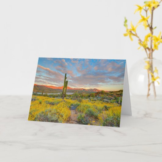 Sunset on Desert Landscape Kaart (Gele Bloem)