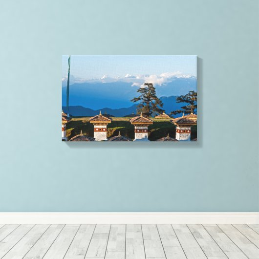 Sunset on Dochula Pass - Bhutan, Himalaya Canvas Afdruk (Insitu (Houten vloer))
