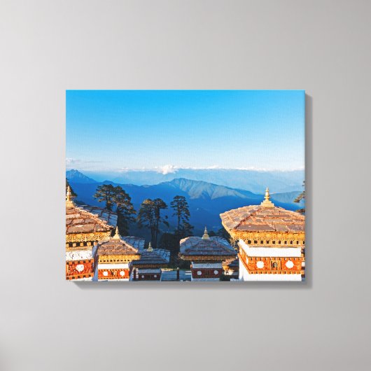 Sunset on Dochula Pass - Bhutan, Himalaya Canvas Afdruk (Voorkant)