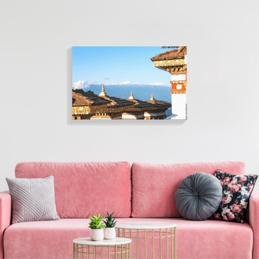 Sunset on Dochula Pass - Bhutan, Himalaya Canvas Afdruk (Insitu (Woonkamer))