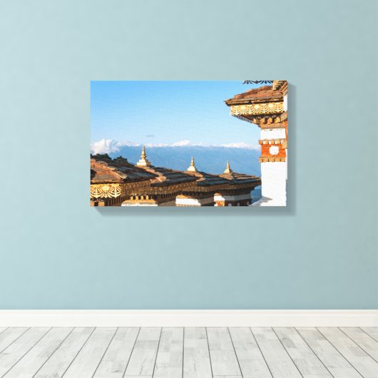 Sunset on Dochula Pass - Bhutan, Himalaya Canvas Afdruk (Insitu (Houten vloer))