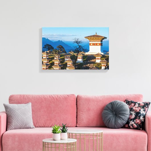 Sunset on Dochula Pass - Bhutan, Himalaya Canvas Afdruk (Insitu (Woonkamer))