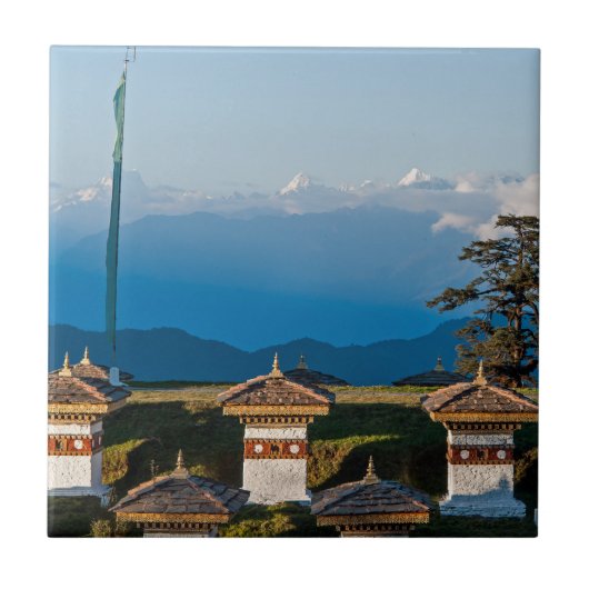 Sunset on Dochula Pass - Bhutan, Himalaya Tegeltje (Voorkant)