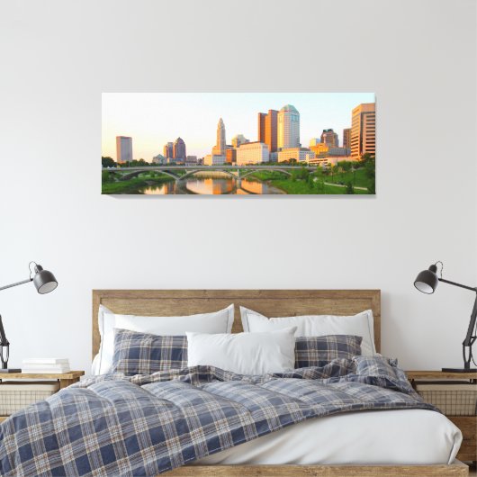 Sunset on Downtown Columbus, Ohio Canvas Afdruk (Insitu (Slaapkamer))