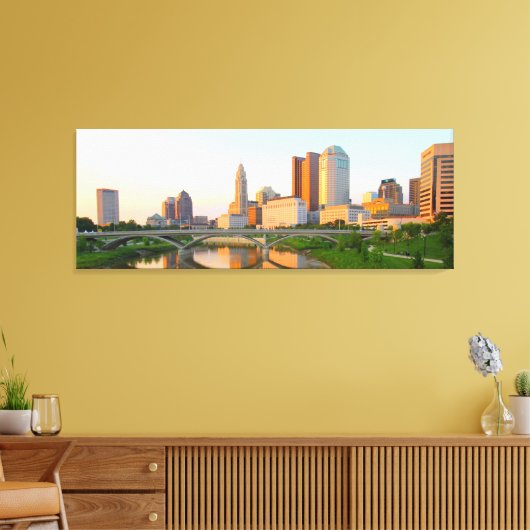 Sunset on Downtown Columbus, Ohio Canvas Afdruk (Insitu (Woonkamer))