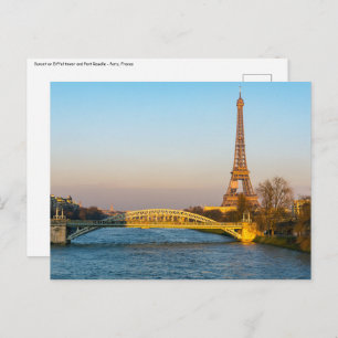 Sunset on Eiffel Tower and Pont Rouelle - Paris Briefkaart