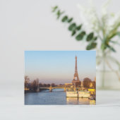 Sunset on Eiffel tower and Pont Rouelle - Paris Briefkaart (Staand voorkant)
