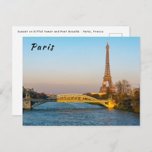 Sunset on Eiffel tower and Pont Rouelle - Paris Briefkaart