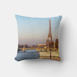 Sunset on Eiffel tower and Pont Rouelle - Paris Kussen