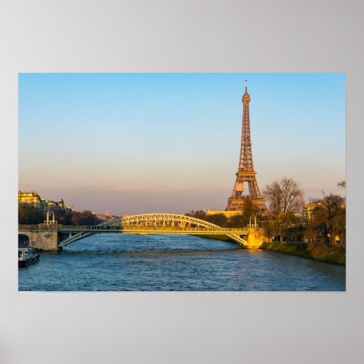 Sunset on Eiffel tower and Pont Rouelle - Paris Poster (Voorkant)