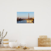 Sunset on Eiffel tower and Pont Rouelle - Paris Poster (Keuken)