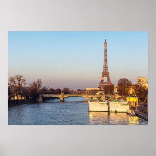 Sunset on Eiffel tower and Pont Rouelle - Paris Poster (Voorkant)