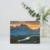 Sunset on Grand Teton and Snake River Briefkaart (Staand voorkant)
