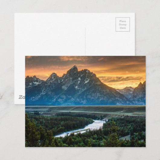 Sunset on Grand Teton and Snake River Briefkaart (Voorkant / Achterkant)
