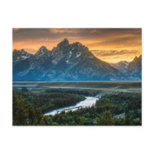 Sunset on Grand Teton and Snake River