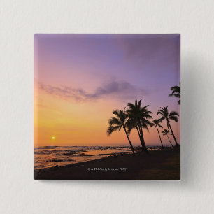 Sunset on Kahaluu Bay in Kona, Hawaii 2 Vierkante Button 5,1 Cm
