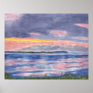 Sunset on Kelleys Island Waterverven Print