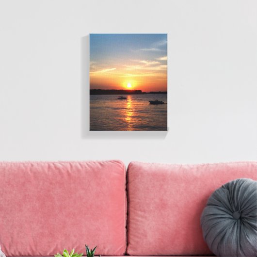 Sunset on Lake Okoboji, Iowa Canvas Afdruk (Insitu (Woonkamer))