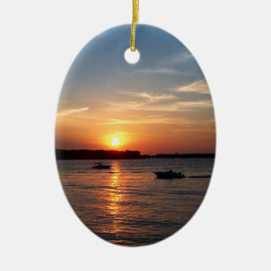 Sunset on Lake Okoboji, Iowa Keramisch Ornament