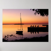 Sunset on Lake Silhouette Poster (Voorkant)