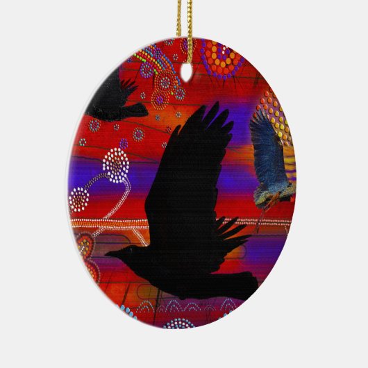 Sunset on Lake Wendouree Australian Aboriginal Art Keramisch Ornament (Rechts)