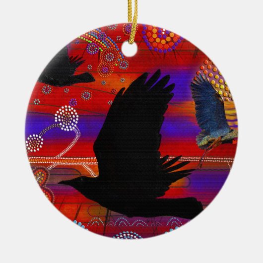 Sunset on Lake Wendouree Australian Aboriginal Art Keramisch Ornament (Voorkant)