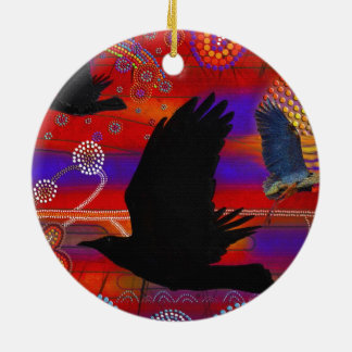 Sunset on Lake Wendouree Australian Aboriginal Art Keramisch Ornament