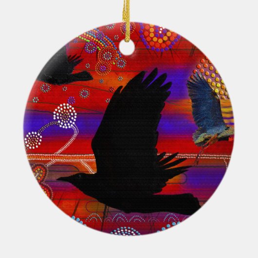 Sunset on Lake Wendouree Australian Aboriginal Art Keramisch Ornament (Achterkant)