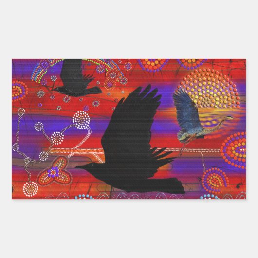 Sunset on Lake Wendouree Australian Aboriginal Art Rechthoekige Sticker (Voorkant)