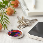 Sunset on Lake Wendouree Australian Aboriginal Art Sleutelhanger (Zijkant)