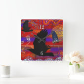 Sunset on Lake Wendouree Australian Aboriginal Art Vierkante Klok (Huis)