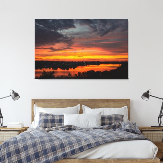 Sunset on Mainstee Lake Canvas Afdruk (Insitu (Slaapkamer))
