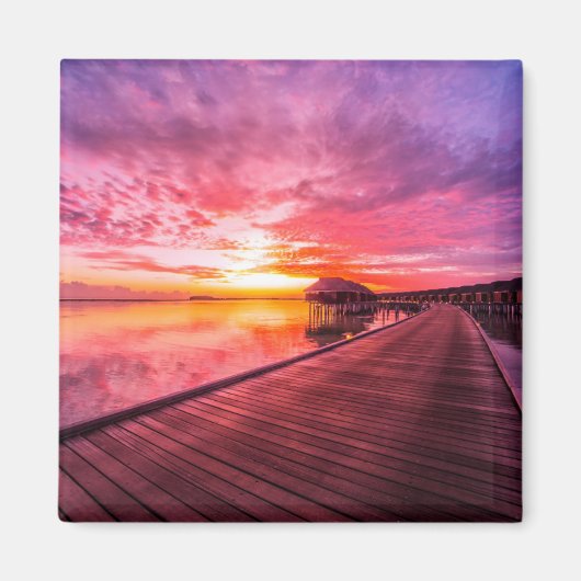 Sunset on Maldives Island | Waterdamesoord Magneet (Voorkant)