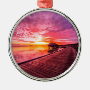 Sunset on Maldives Island Waterdamesoord Metalen Ornament