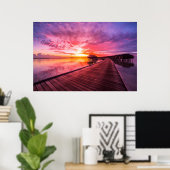 Sunset on Maldives Island | Waterdamesoord Poster (Thuiskantoor)