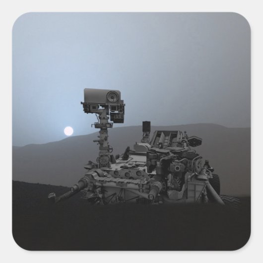 Sunset on Mars Curiosity Rover Vierkante Sticker (Voorkant)