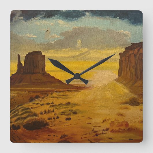 Sunset on Monument Valley, door Gary Poling Vierkante Klok (Voorkant)