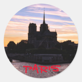 Sunset on Notre Dame de Paris - Parijs, Frankrijk Ronde Sticker