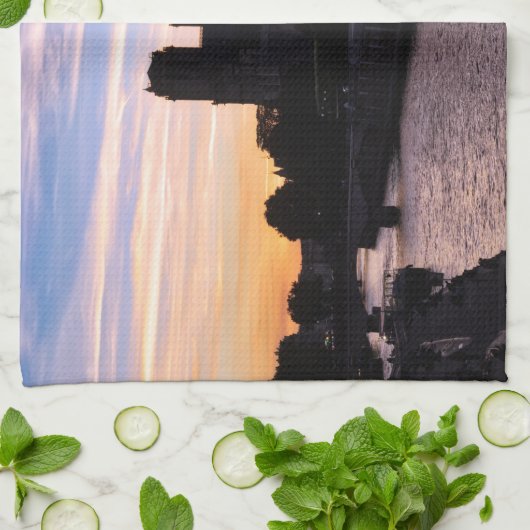 Sunset on Notre Dame de Paris - Parijs, Frankrijk Theedoek (Gevouwen)