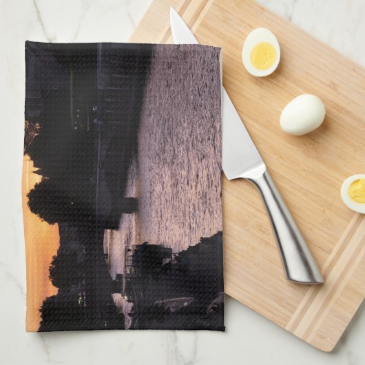 Sunset on Notre Dame de Paris - Parijs, Frankrijk Theedoek (Quarter Fold)