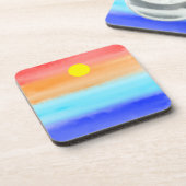 Sunset on oceaanwaterverf Abstracte kunst Ombre Bier Onderzetter (Linkerzijde)