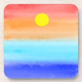 Sunset on oceaanwaterverf Abstracte kunst Ombre Bier Onderzetter (Voorkant)