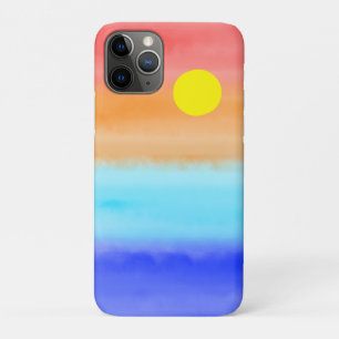 Sunset on oceaanwaterverf Abstracte kunst Ombre Case-Mate iPhone Case