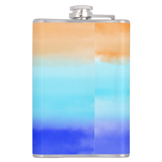 Sunset on oceaanwaterverf Abstracte kunst Ombre Heupfles (Achterkant)