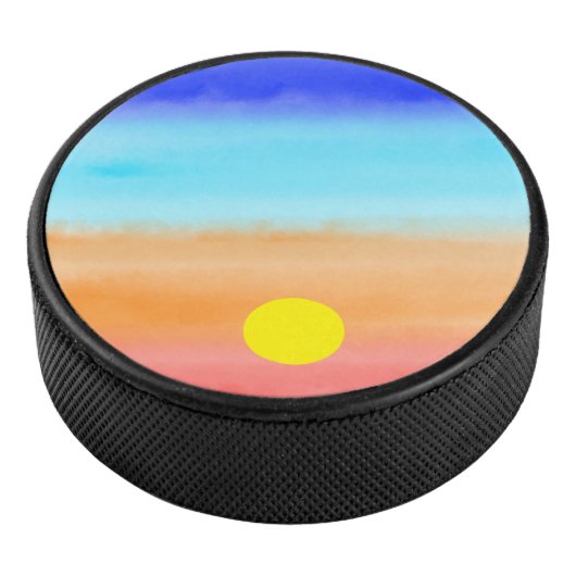 Sunset on oceaanwaterverf Abstracte kunst Ombre Hockey Puck (3/4)