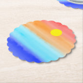 Sunset on oceaanwaterverf Abstracte kunst Ombre Kartonnen Onderzetters (Gekanteld)